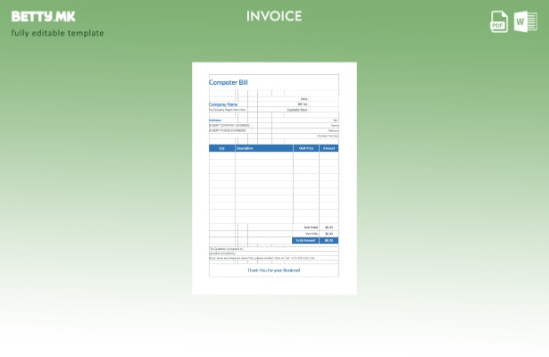 Шаблон за формат на компјутерска сметка во модерен стил